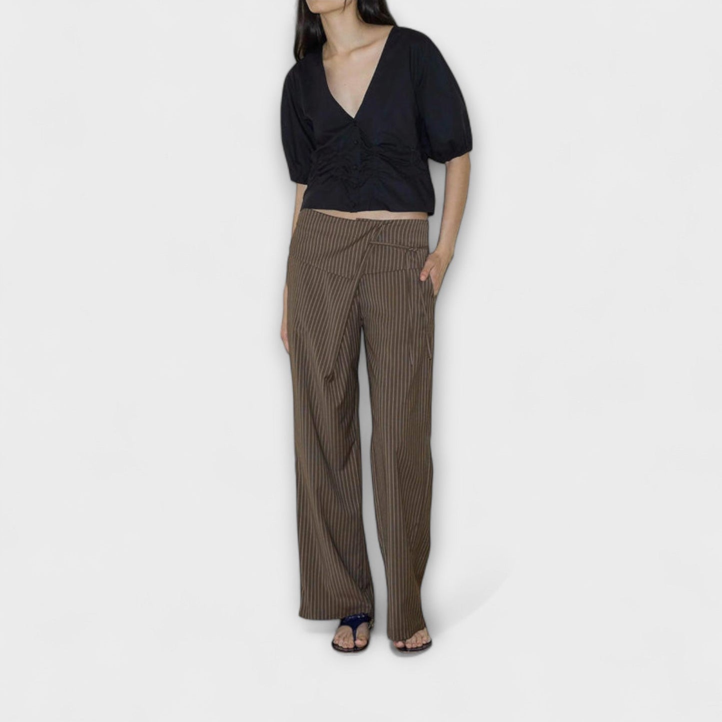 Folded Pants with Straps and Unique Design