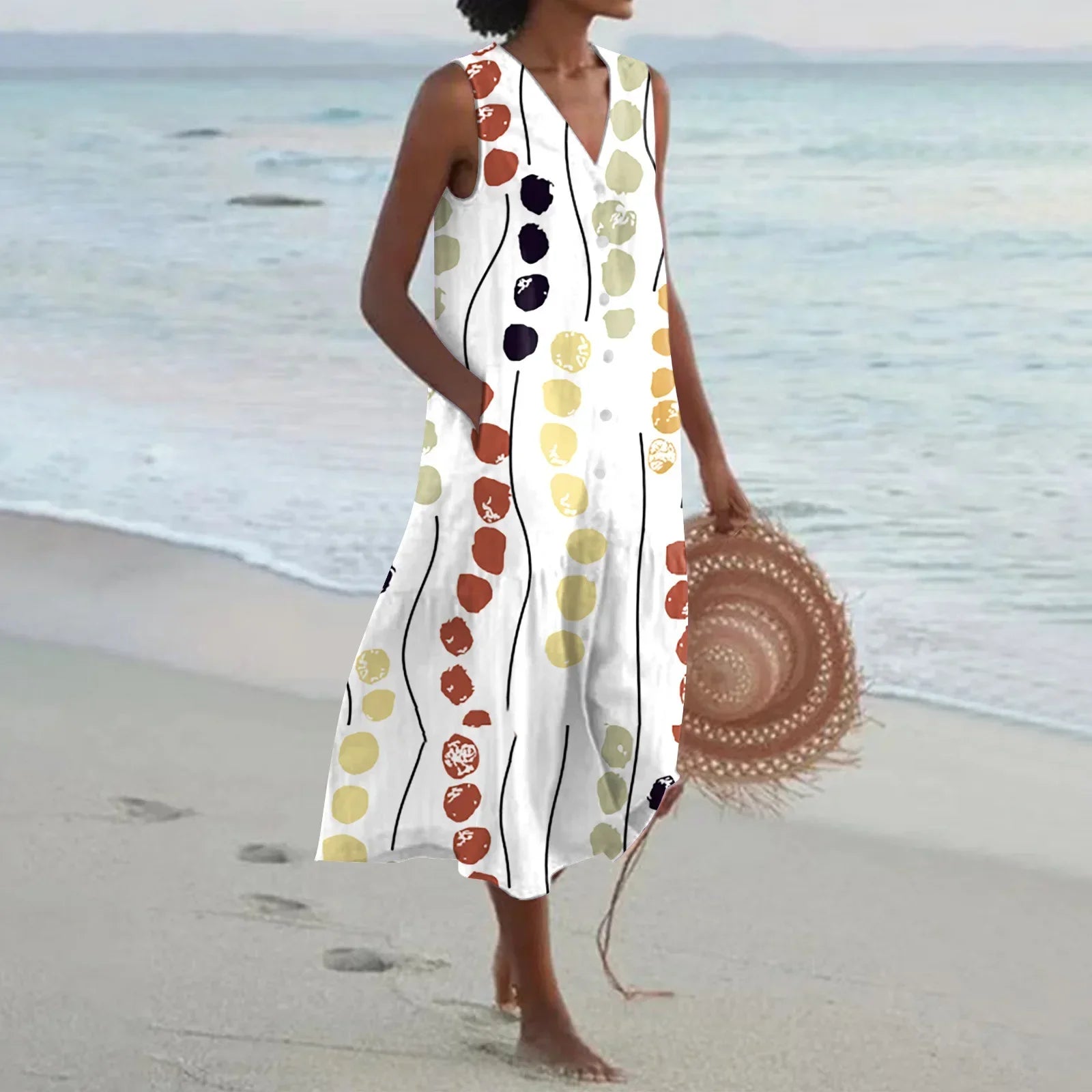 Giulia | Summer Long Dress with Floral Print and Flared Cut