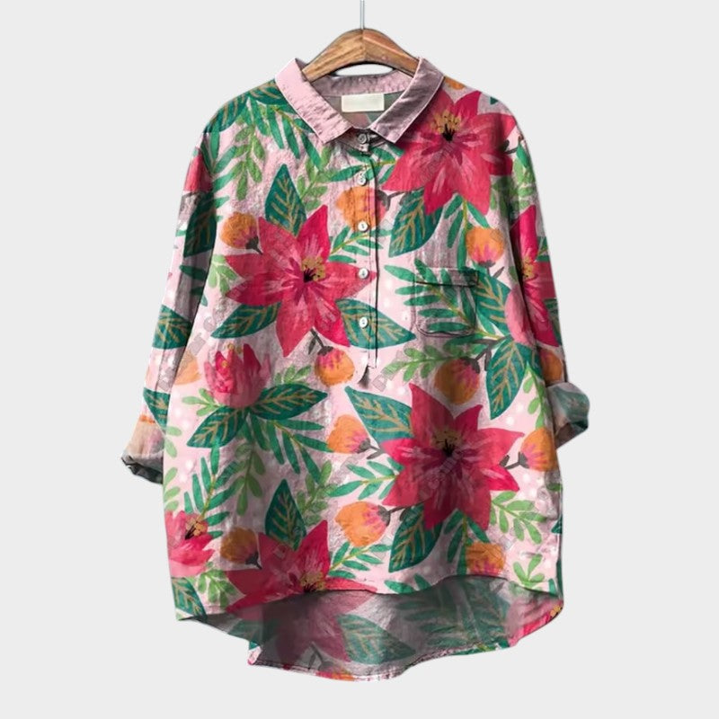 FRANCESCA™ | Oversized Floral Blouse with Colours