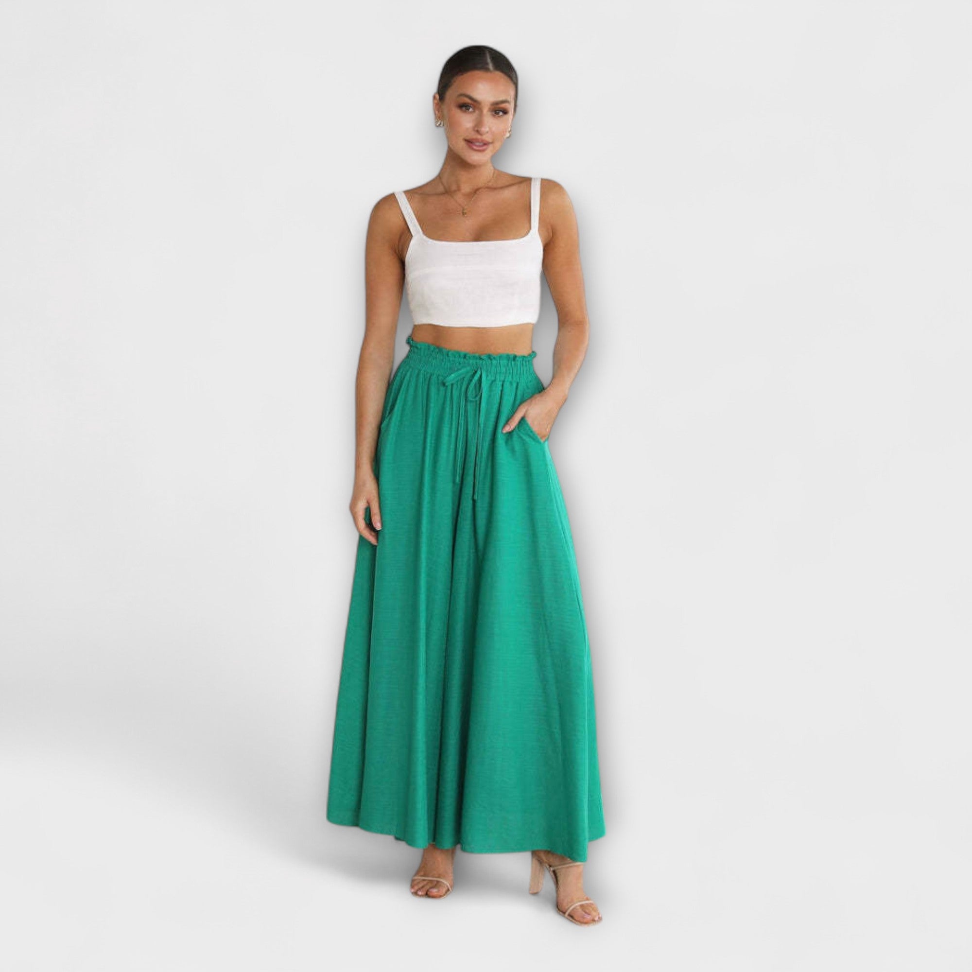 Comfortable Linen Pants with High Waist and Wide Leg