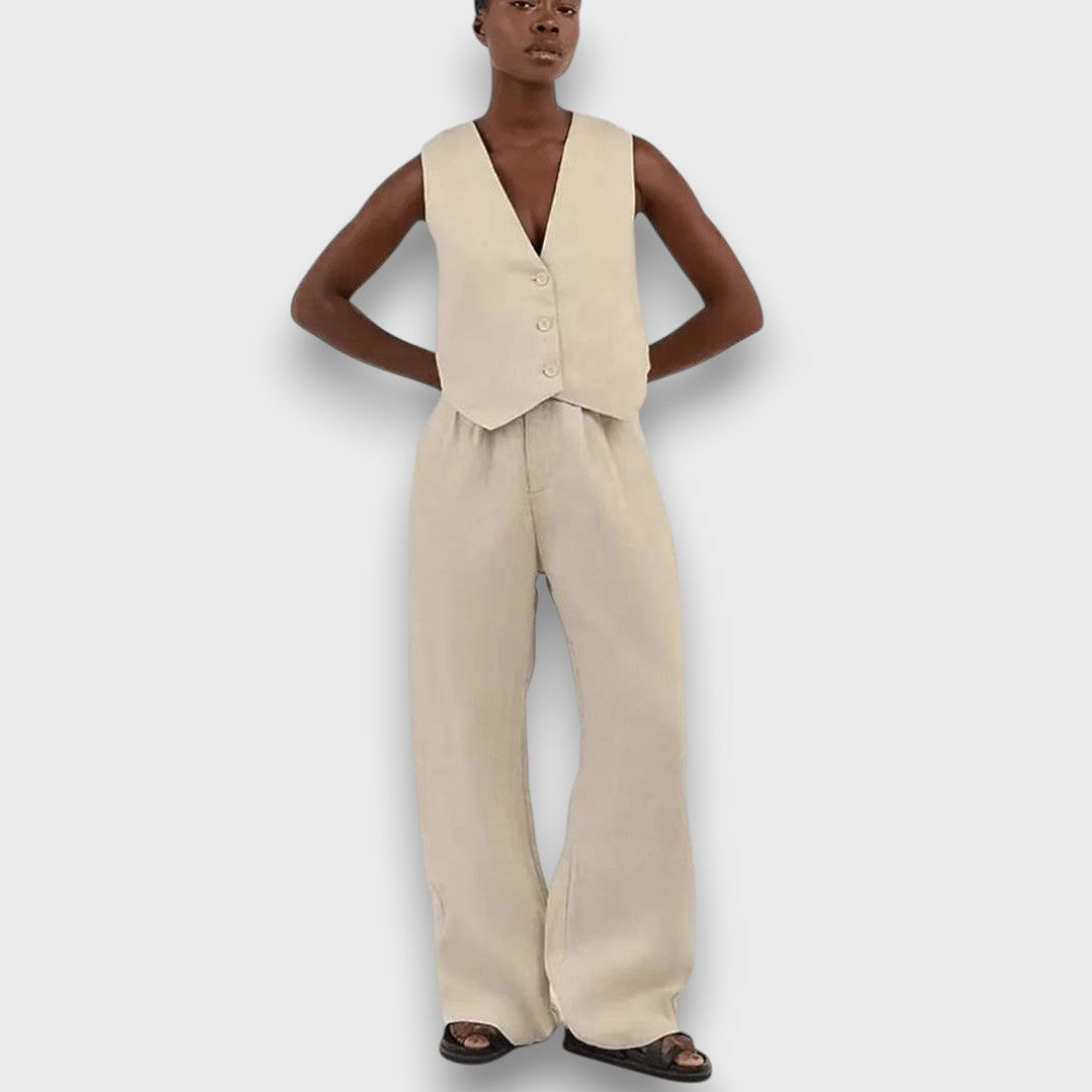 Sulan – Linen Set with Sleeveless Vest