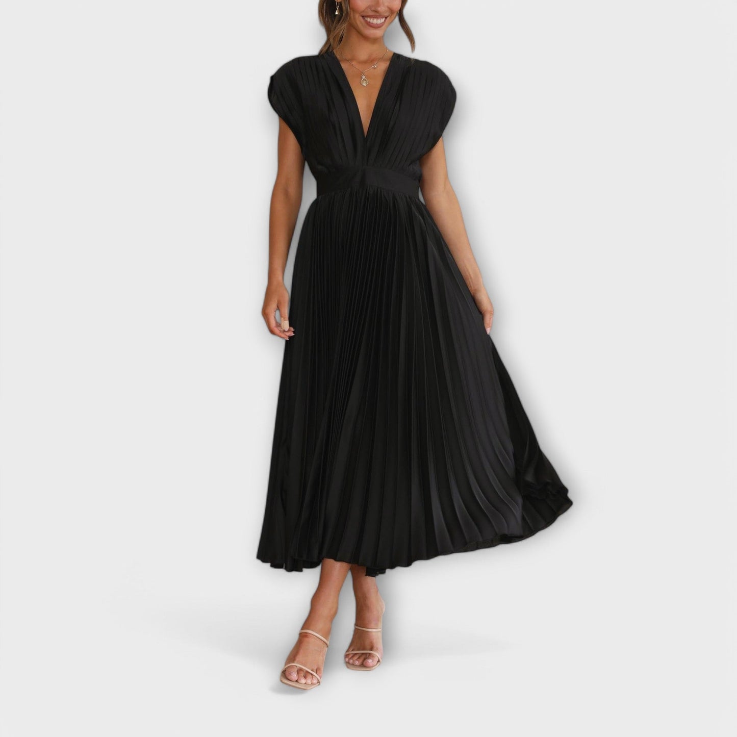 Maria Dress with V-Neck Design and Pleats