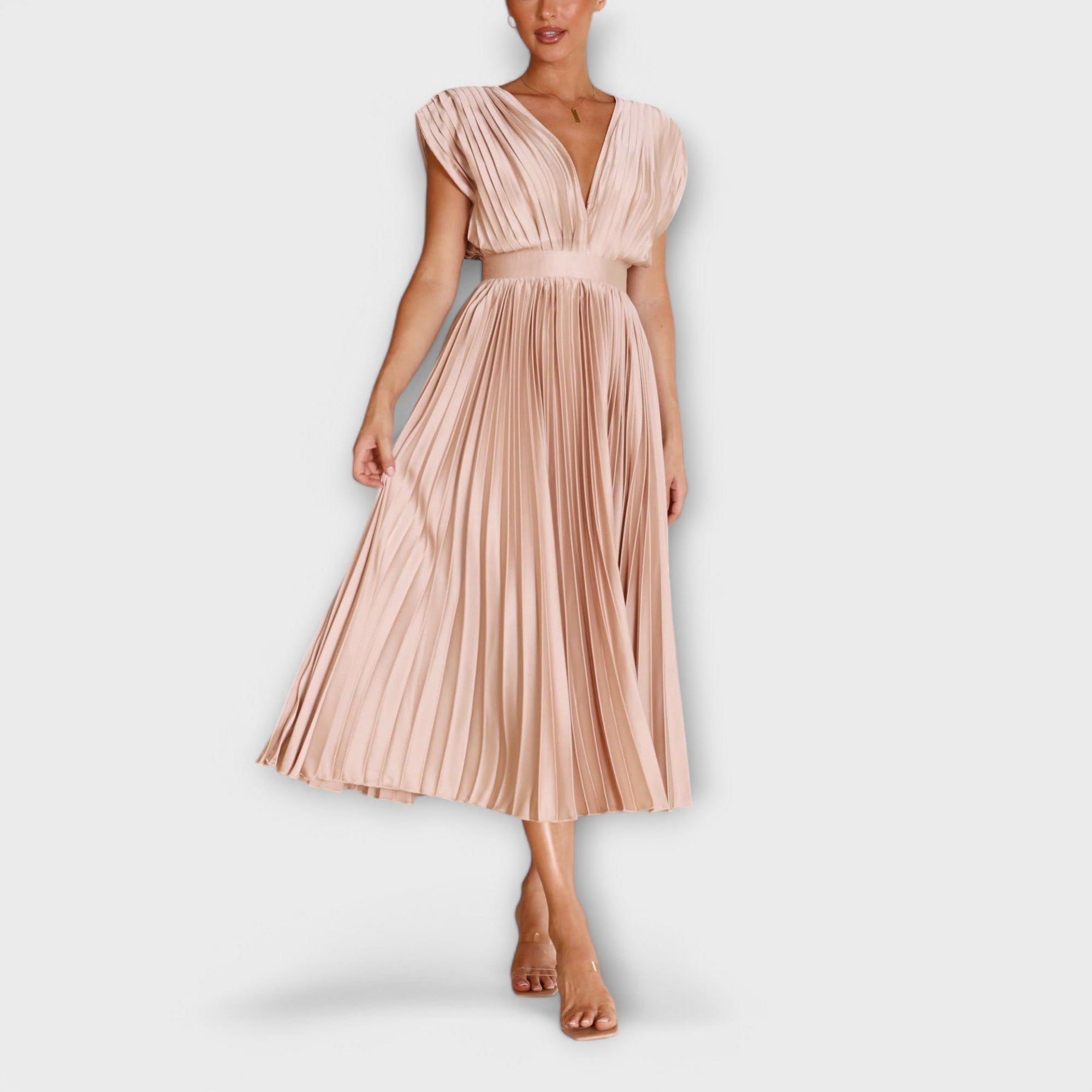 Maria Dress with V-Neck Design and Pleats