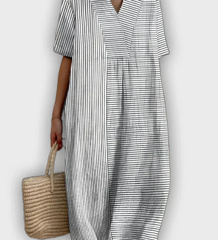 Geometric Dress with a Flowing Silhouette