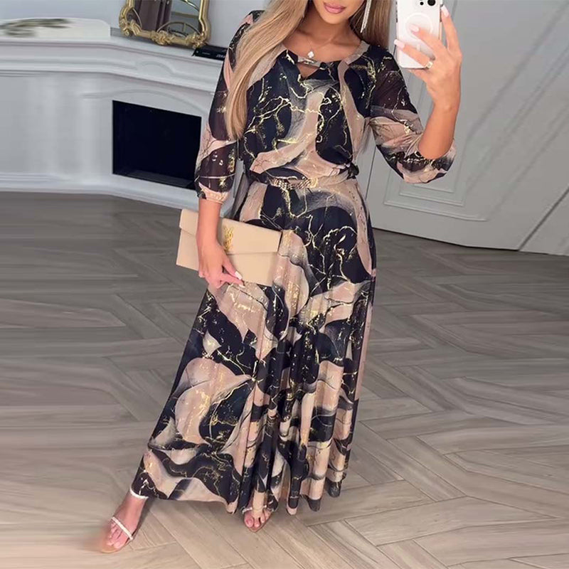 Kay | Elegant Maxi Dress with Subtle Print
