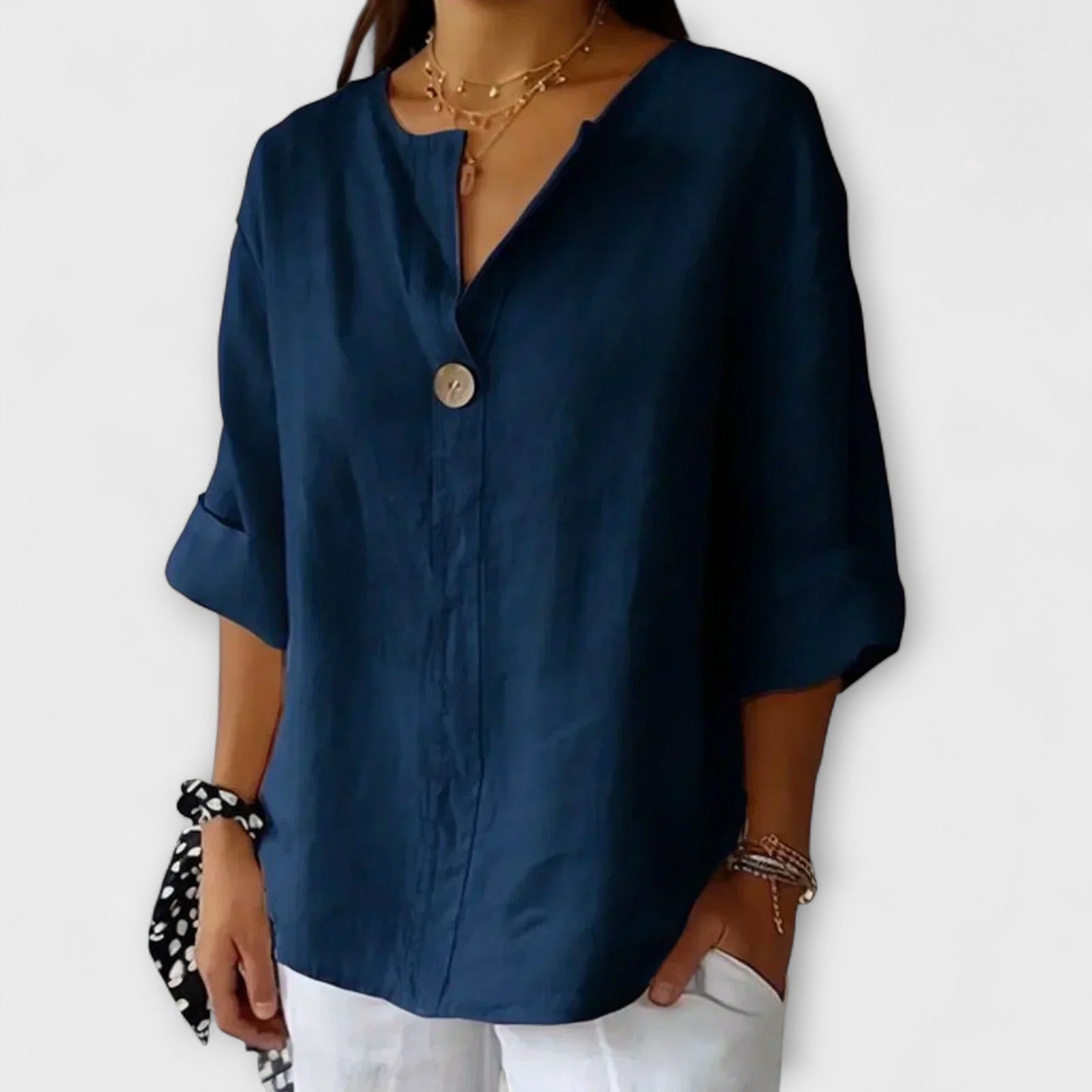 Nicole's Elegant V-Neck Shirt