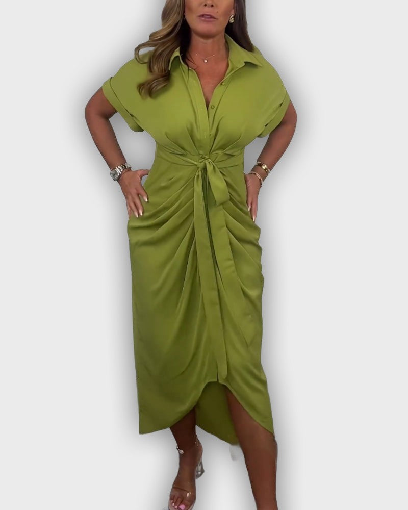 Elegant Catherine Dress with Pleated Waistline