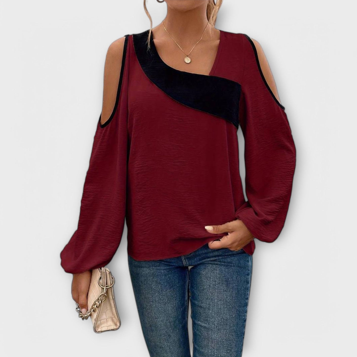 Scarlet Square Neck Long Sleeve Shirt