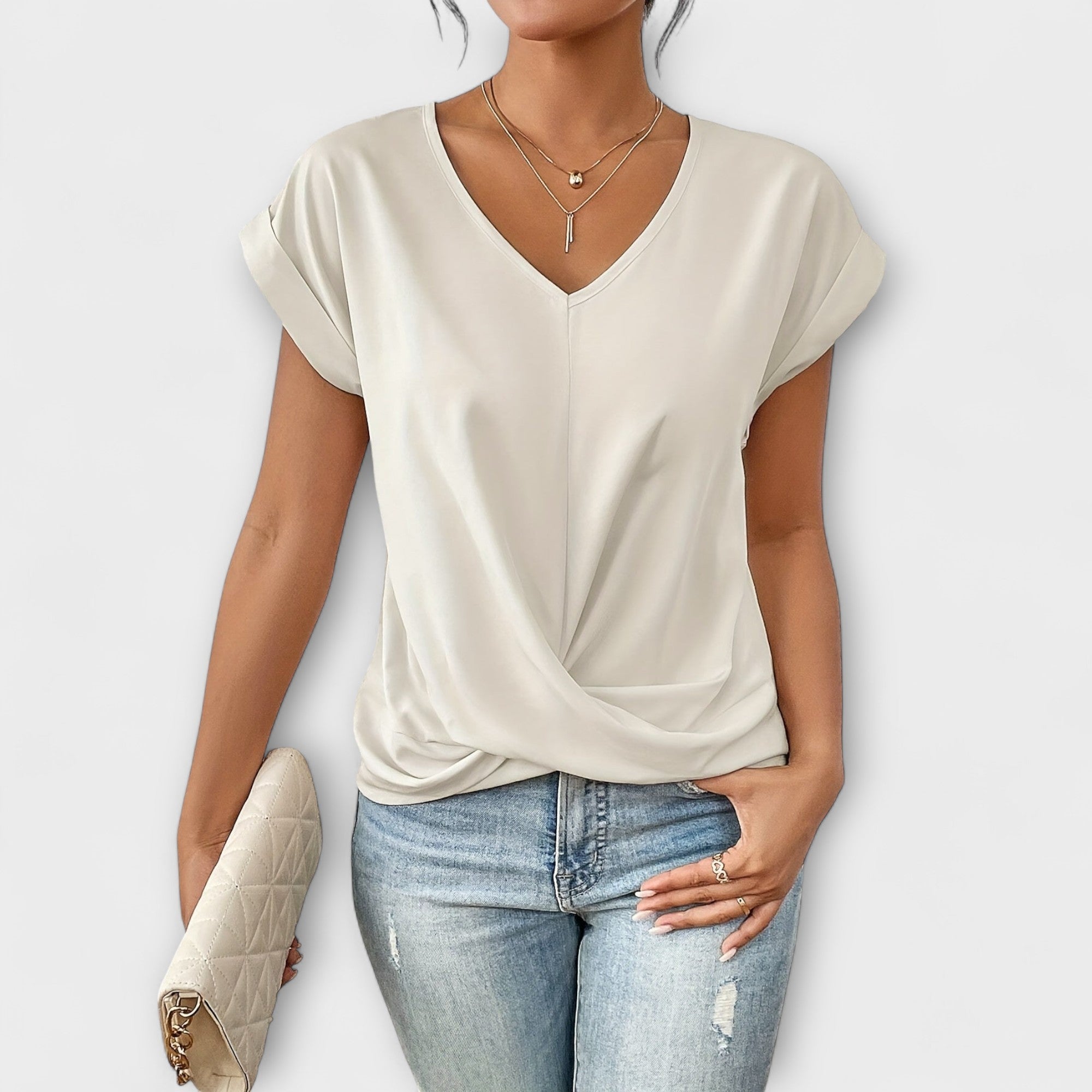 V Top with Button Details