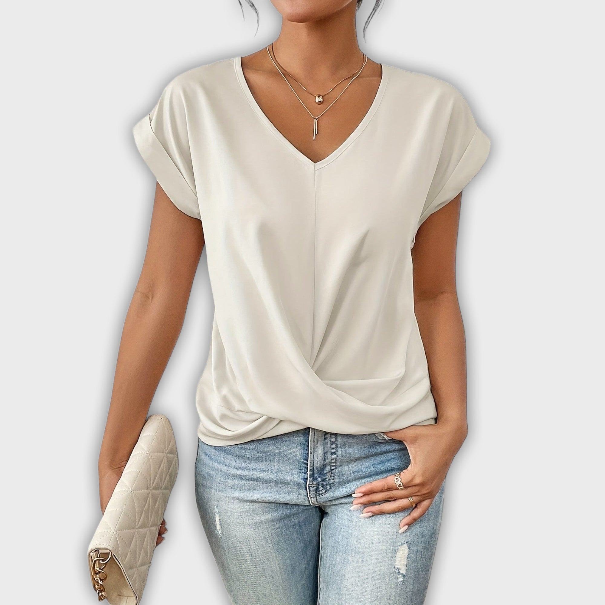 V-Neck Top with Knot Detail