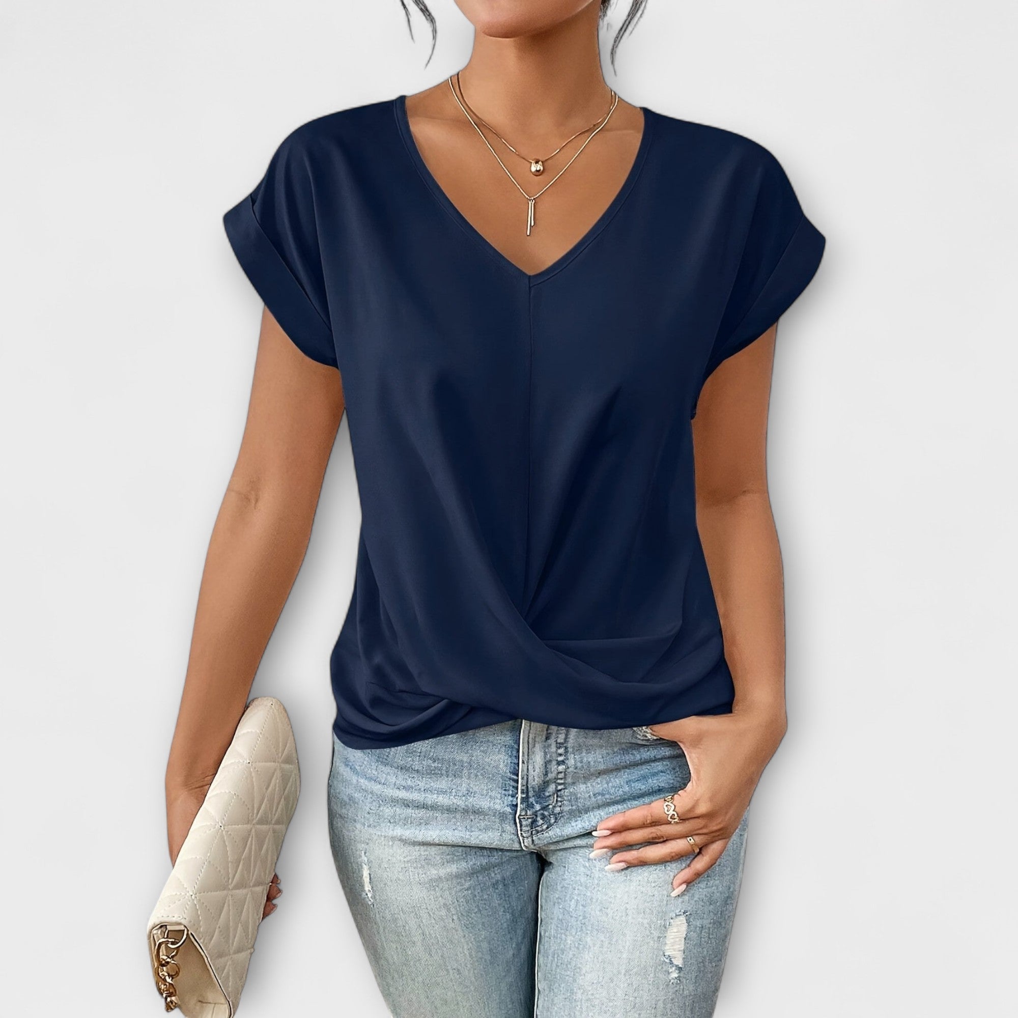 V Top with Button Details
