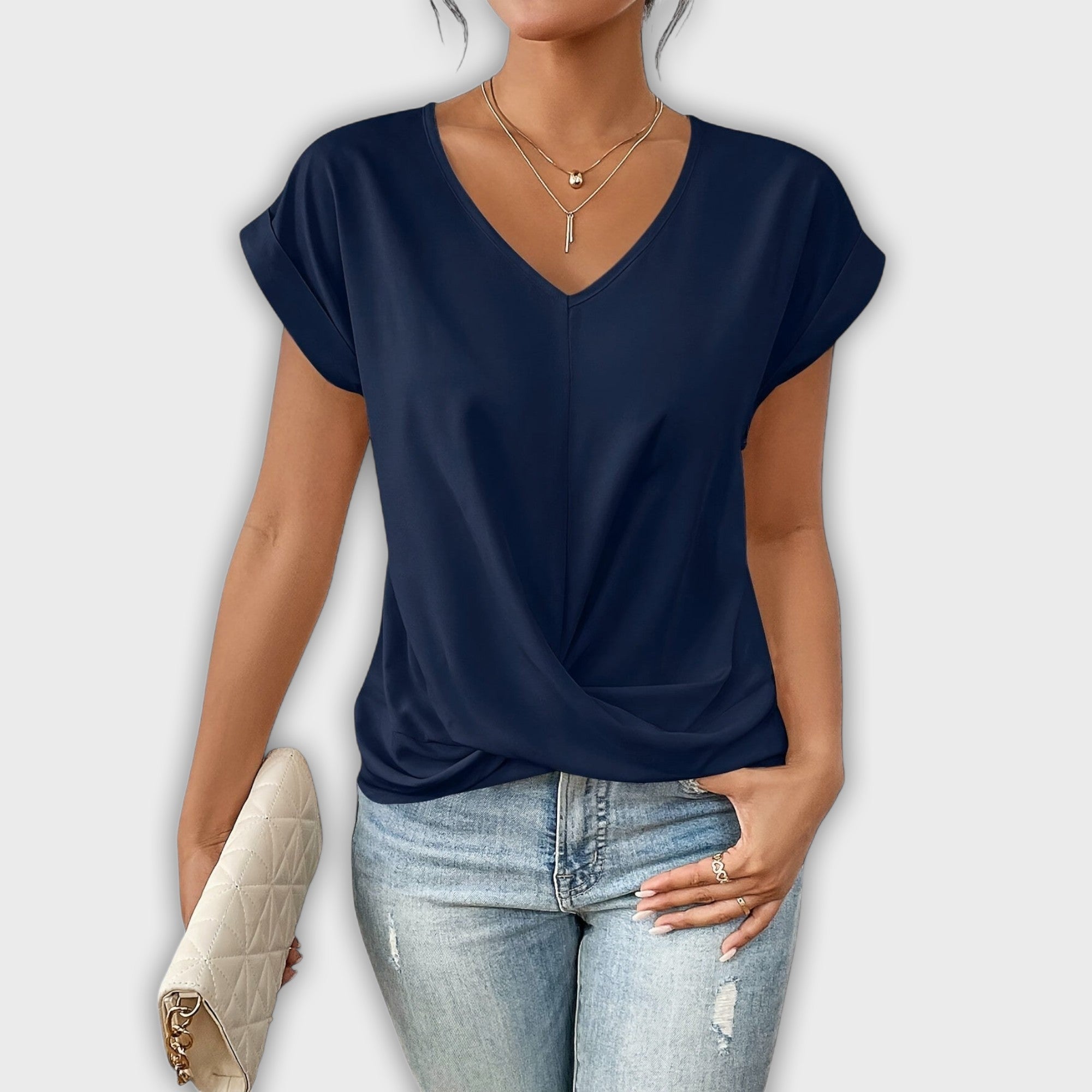 V-Neck Top with Knot Detail