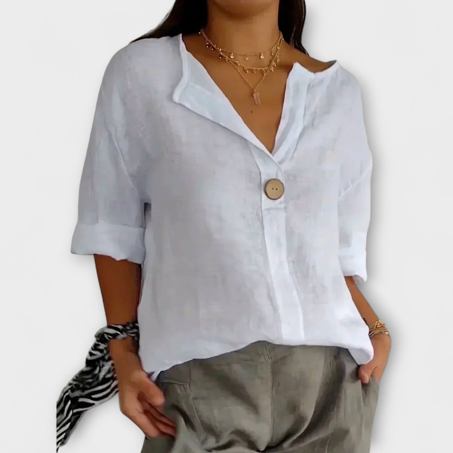 Nicole's Elegant V-Neck Shirt