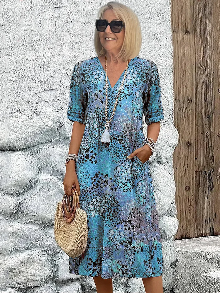 Priya | Elegant Floral Midi Dress with Belly Coverage