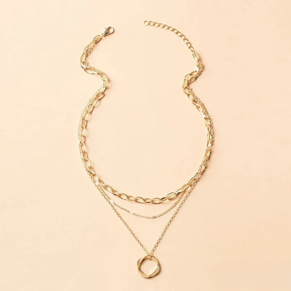 Retro Multi-Layered Gold Necklace