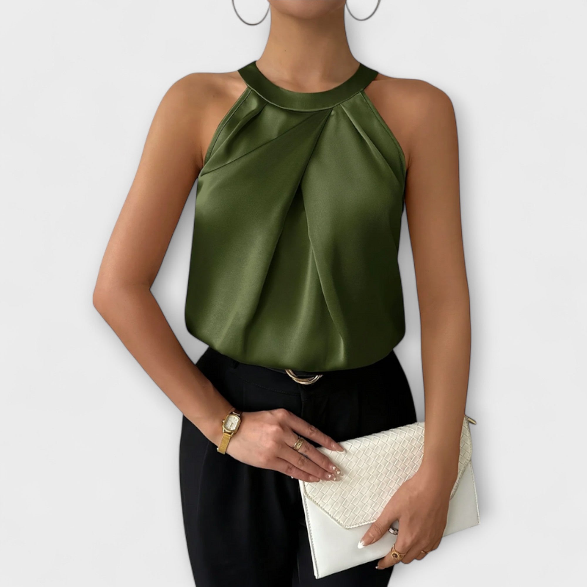 Elegant Satin Top with Exposed Shoulders