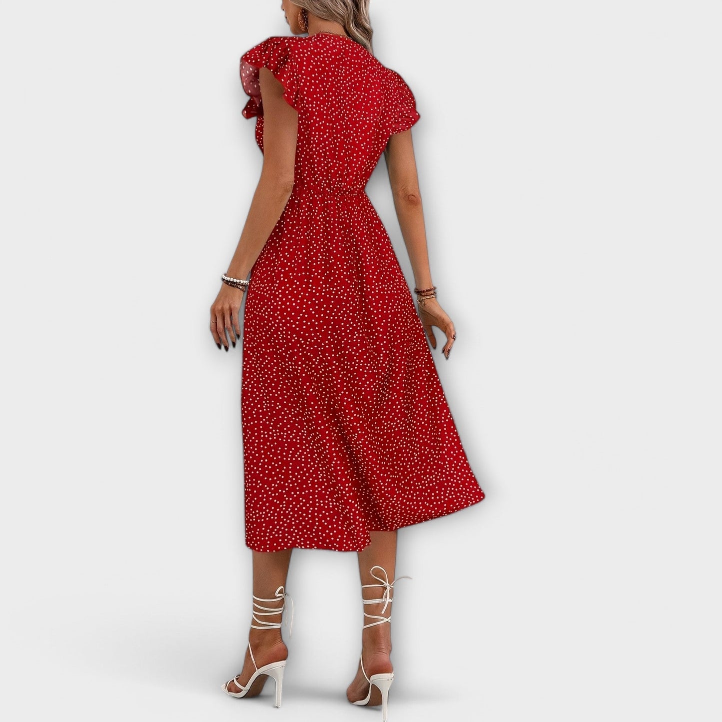 Elegant Midi Dress with Polka Dots