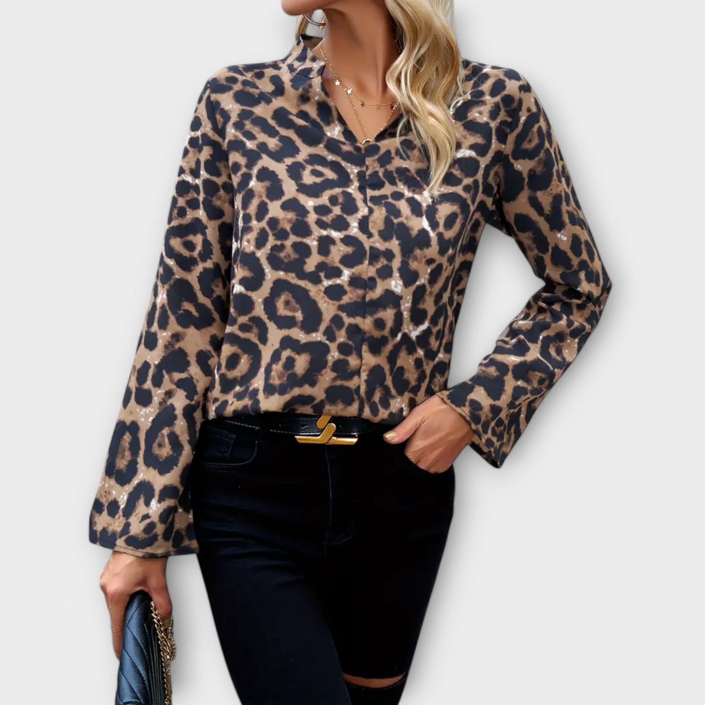 Casual Animal Print V-Neck Shirt