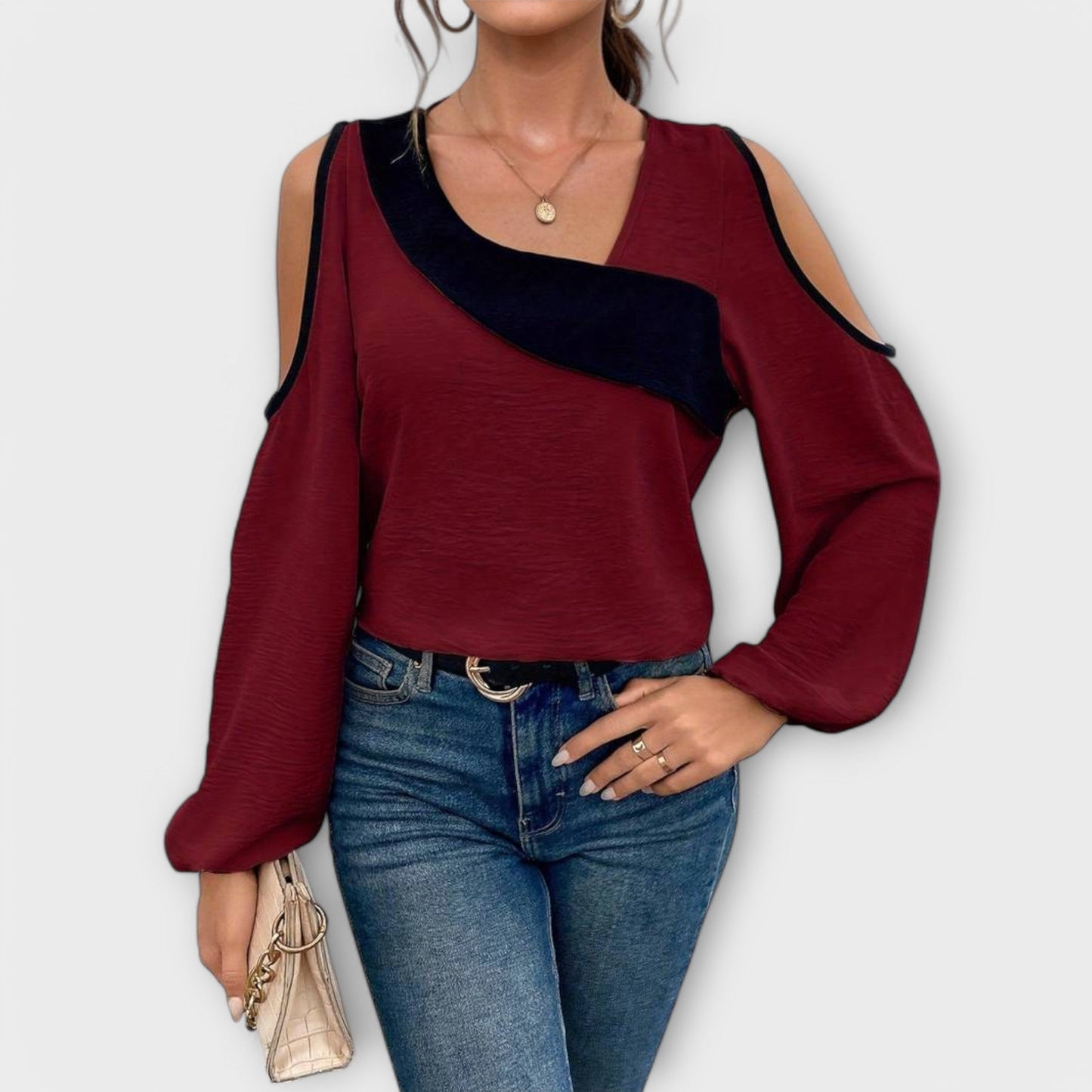 Scarlet Square Neck Long Sleeve Shirt
