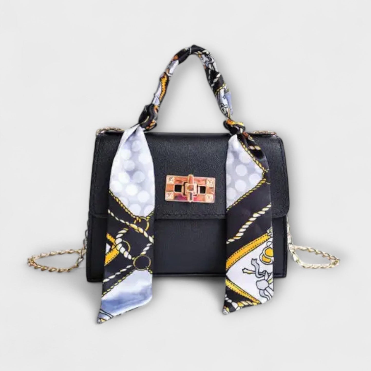 Elegant Brown Leather Handbag with Gold Closure
