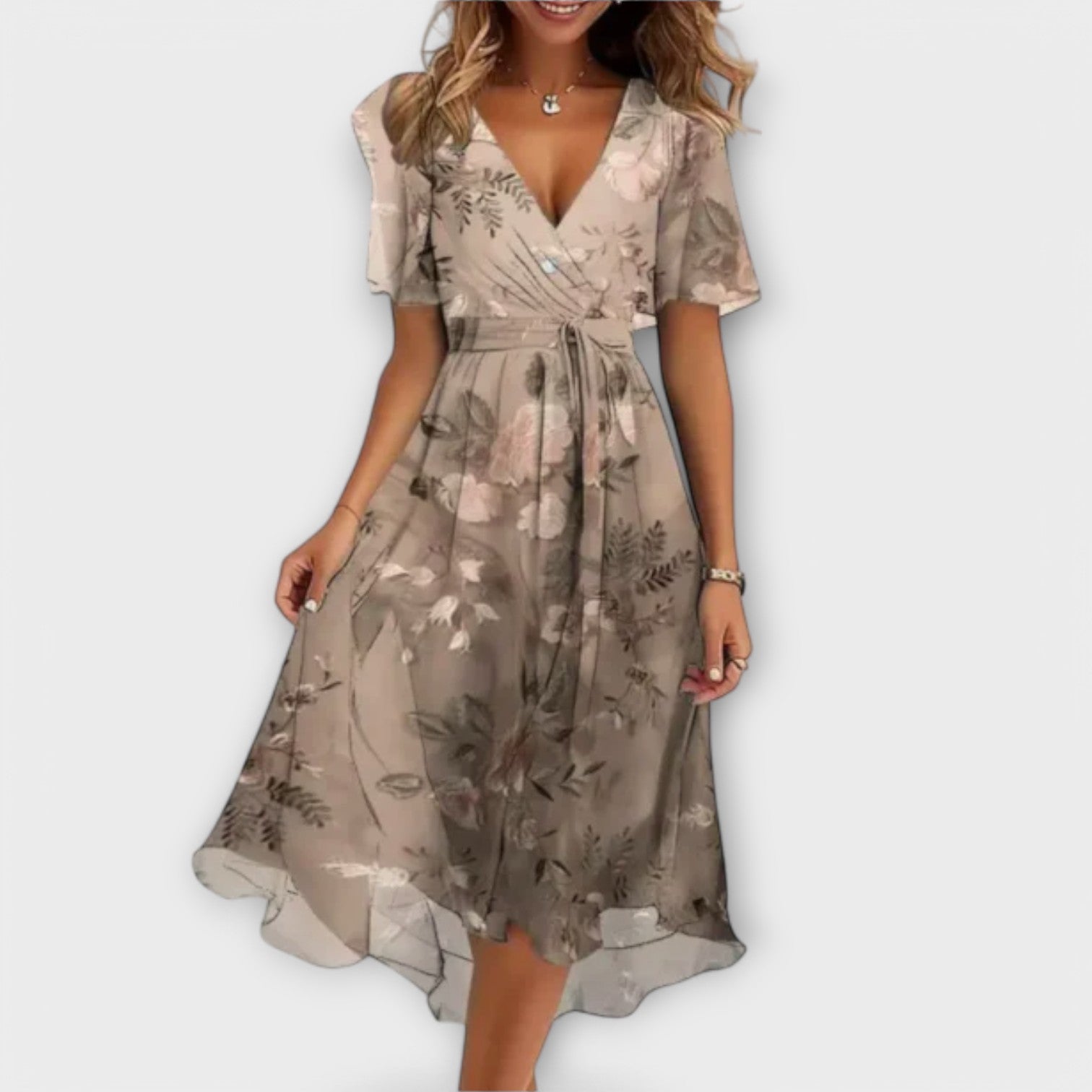 V-Neck Dress for Women with Elegant Silhouette