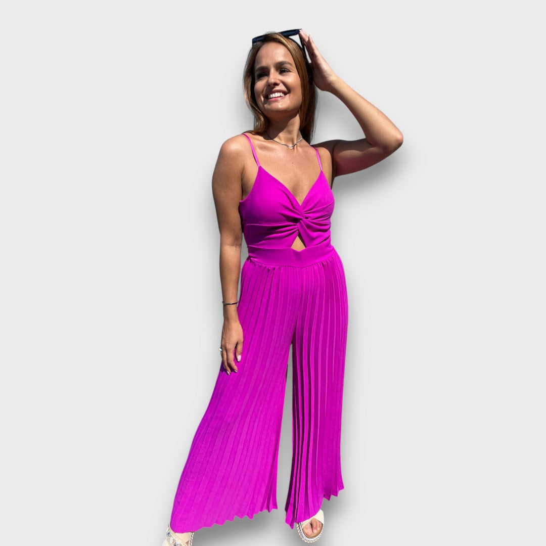 Elisa – Combi-Jump Suit in Violet with Twist Details