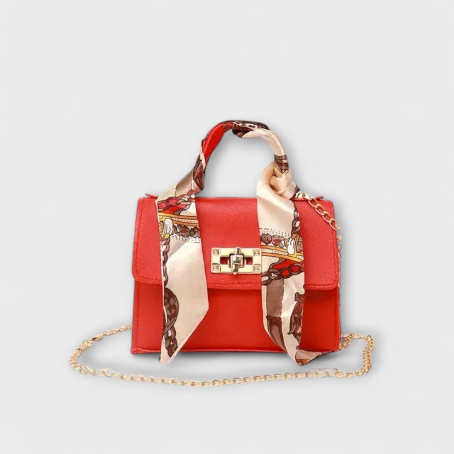Elegant Brown Leather Handbag with Gold Closure