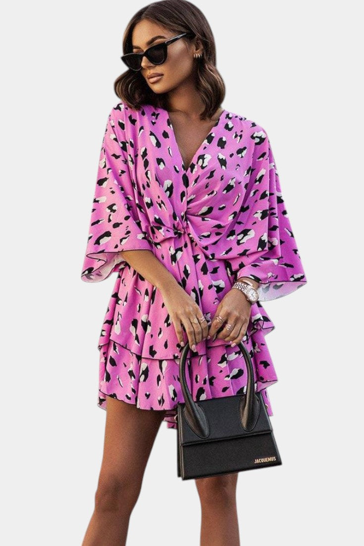 Eliza Mini Dress with Front Tie and Details