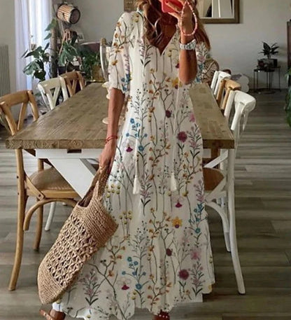 Ava - Elegant Boho Dress with Belly Coverage