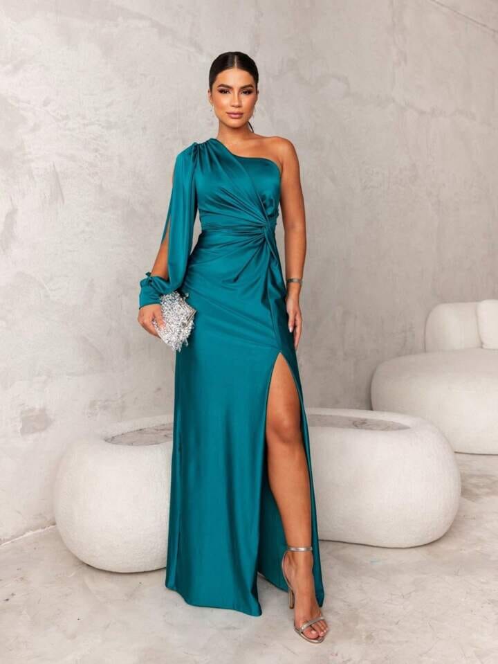 Victoria™ | Elegant Silk Dress with Slit