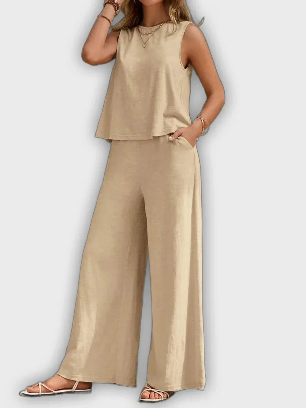 Two-Piece Comfortable Set for Women - Shirt and Pants for Summer