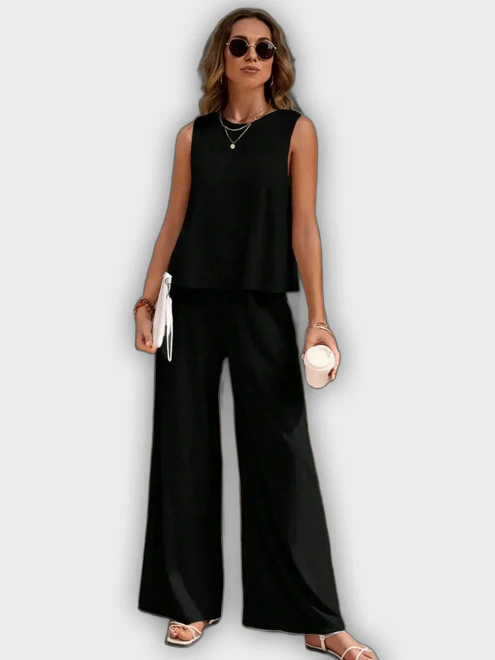 Two-Piece Comfortable Set for Women - Shirt and Pants for Summer