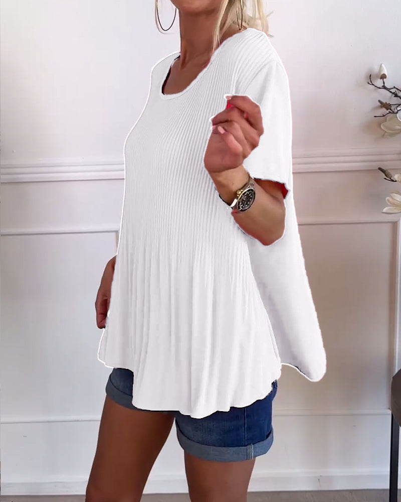 Blouse Shirt with Ruffled Cow Neck