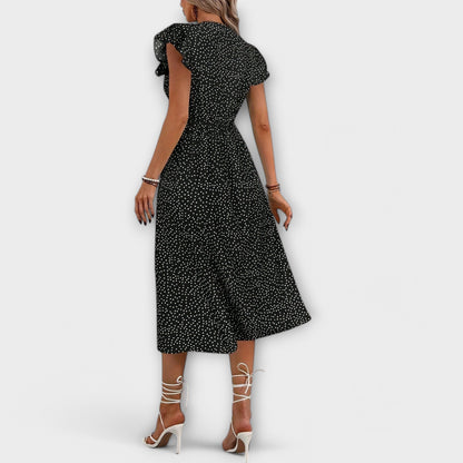 Elegant Midi Dress with Polka Dots