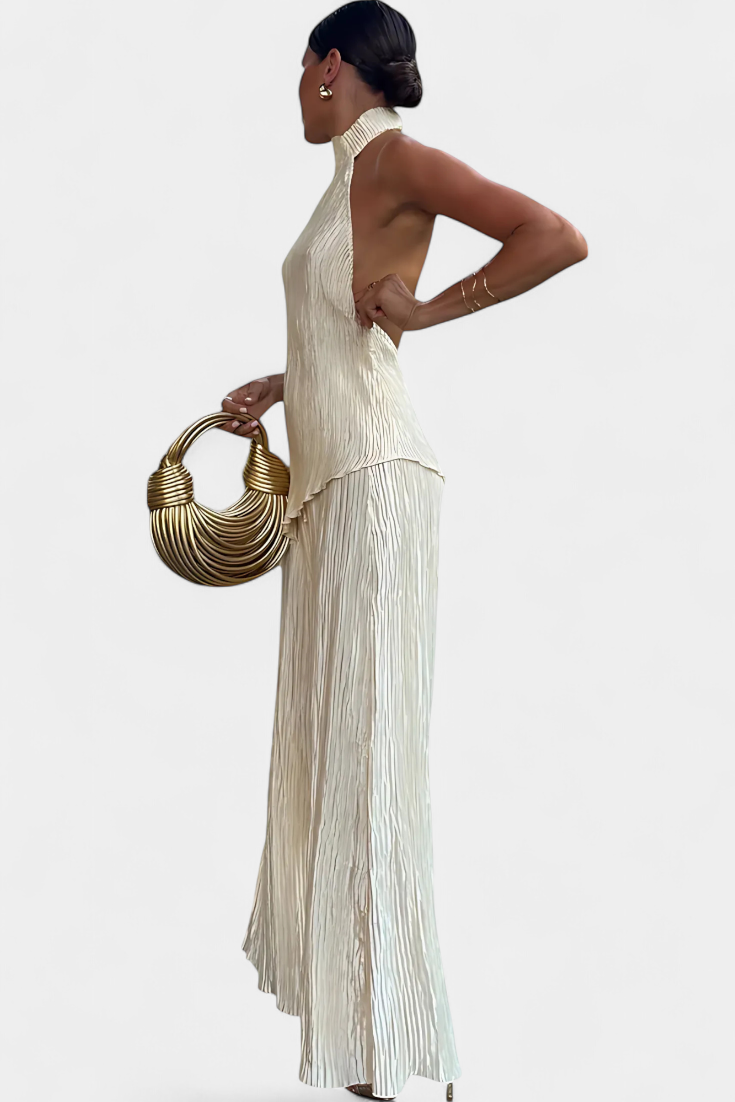 Elegant Pillarika Set with Asymmetric Top and Flowing Pants