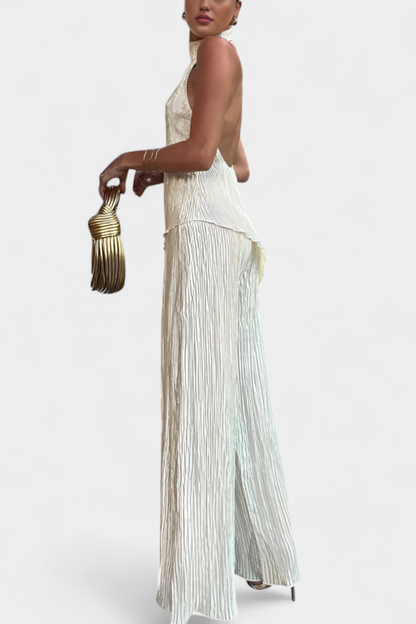 Elegant Pillarika Set with Asymmetric Top and Flowing Pants