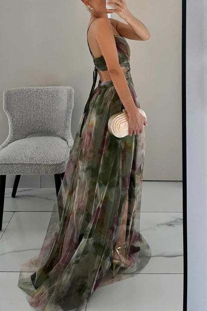 Gizel - Enchanting Maxi Dress with Floral Print