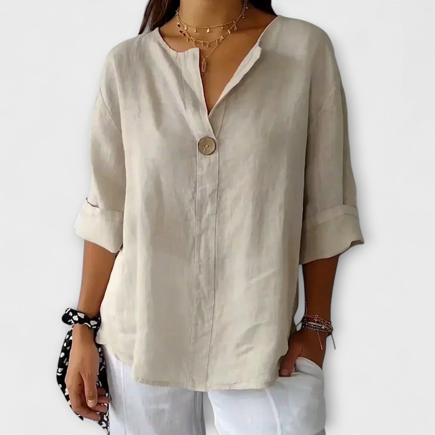 Nicole's Elegant V-Neck Shirt