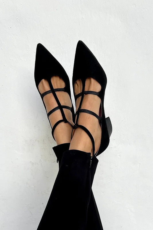 Giada™ | High Heels with Pointed Toe and Mixed Straps