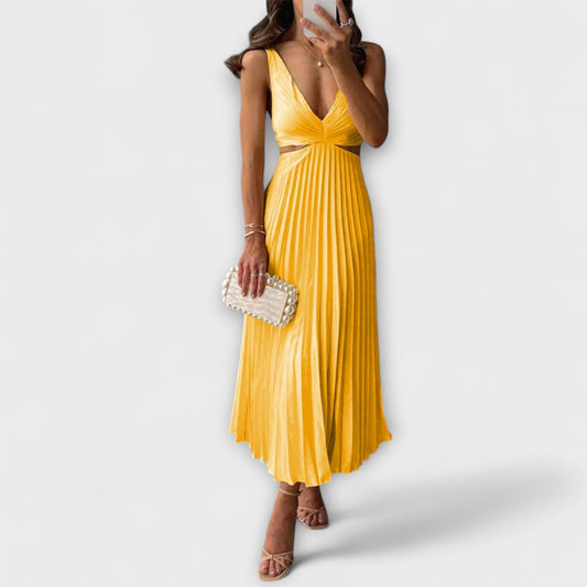 Elegant Mid-Length Evening Dress with Pleats