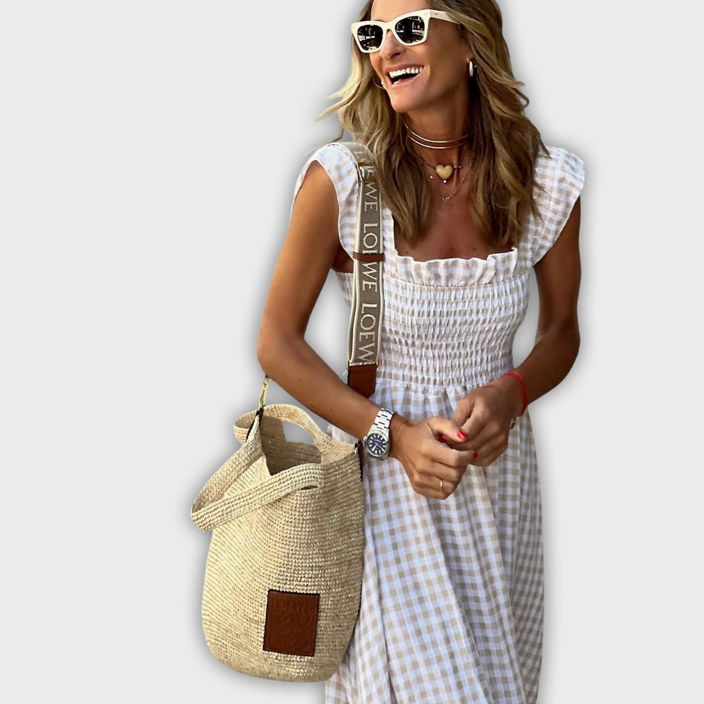 Maxi Dress with Loose Sleeves and Polka Dots