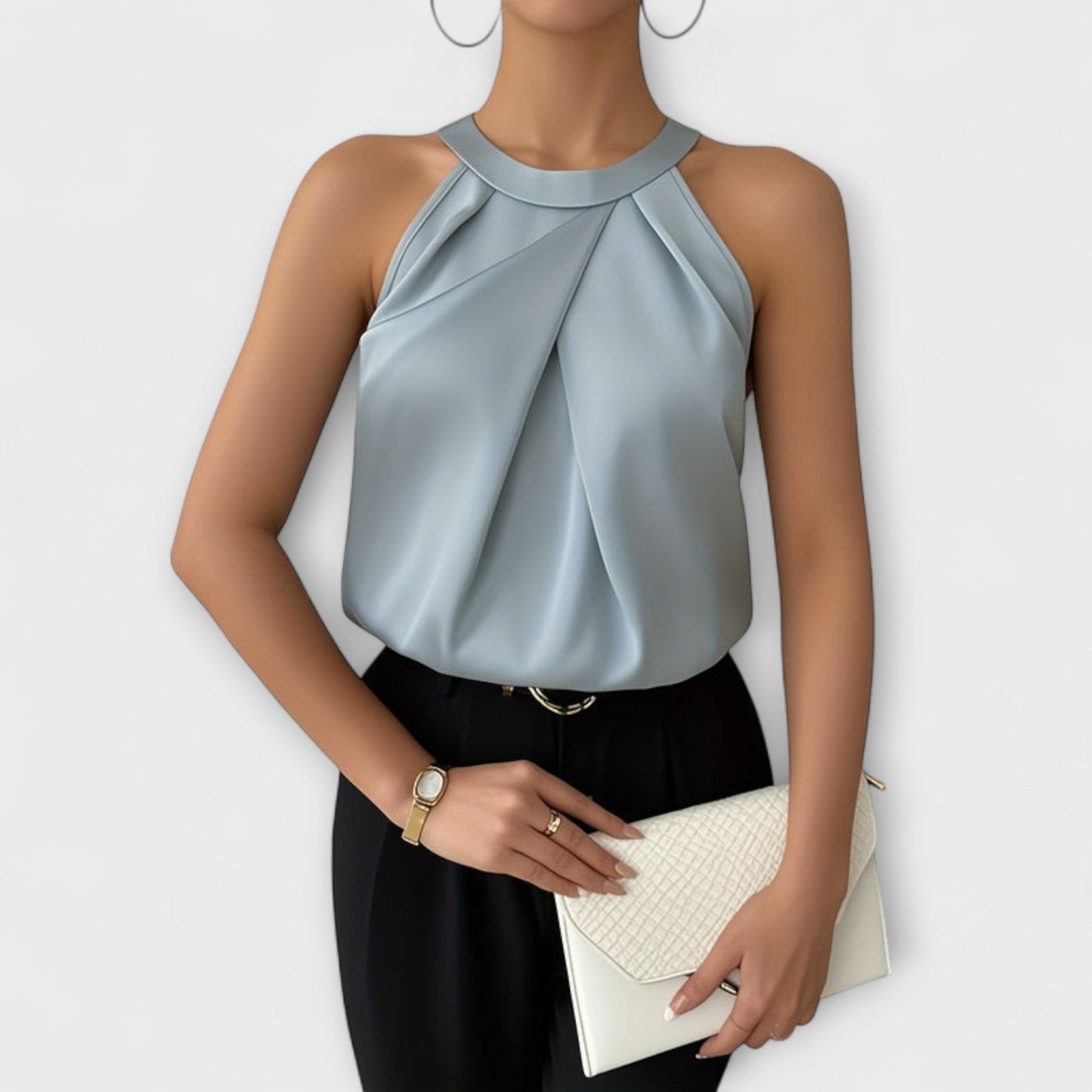 Elegant Satin Top with Exposed Shoulders