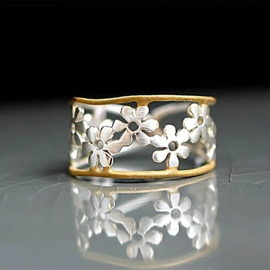 Irregular Flower Ring with Hollow Design