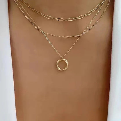 Retro Multi-Layered Gold Necklace