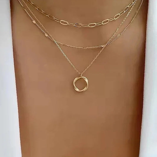 Retro Multi-Layered Gold Necklace