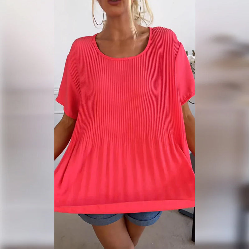 Blouse Shirt with Ruffled Cow Neck