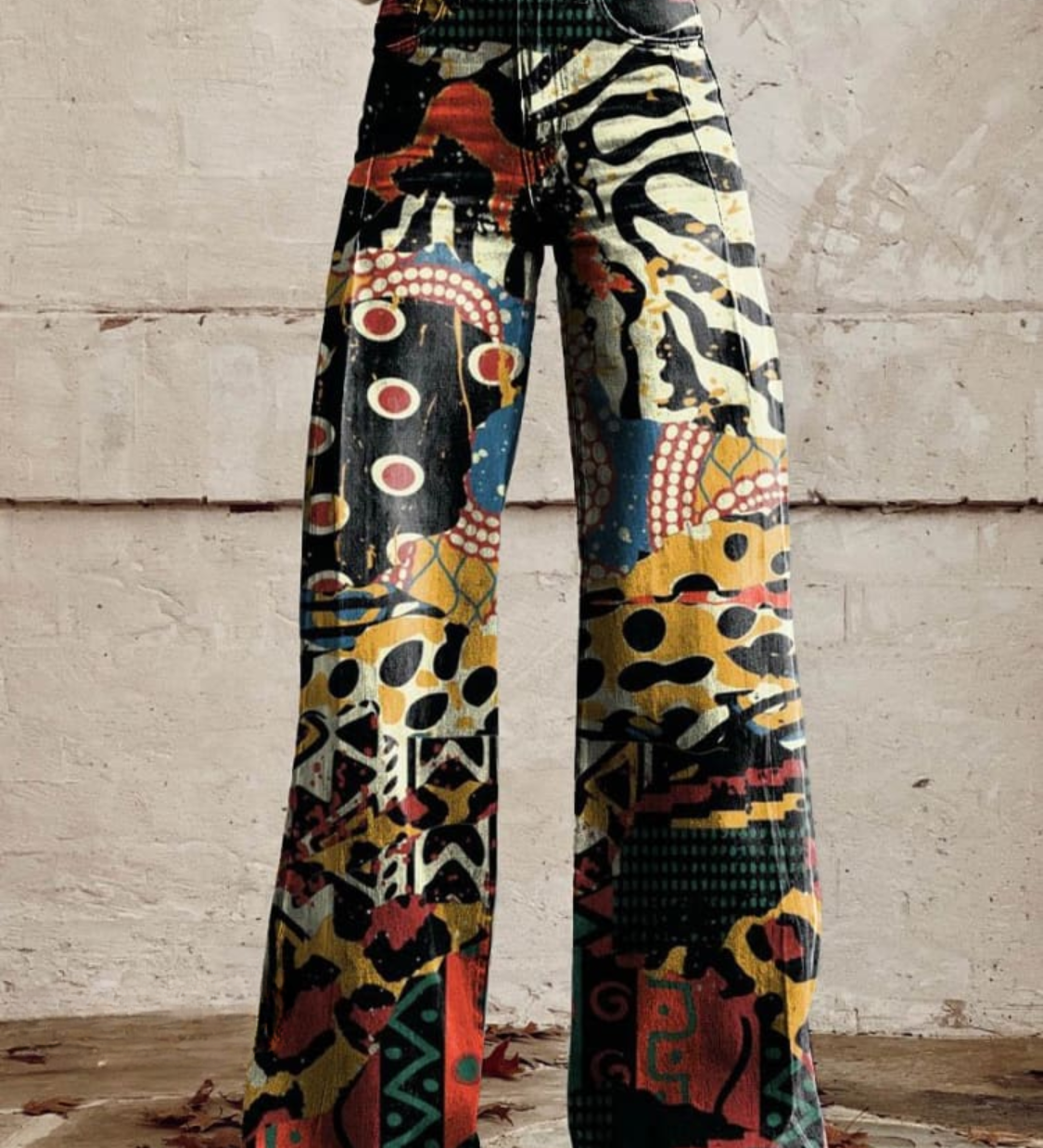 ÉLODIE | Wide Trousers with Elegant and Bold Artistic Pattern