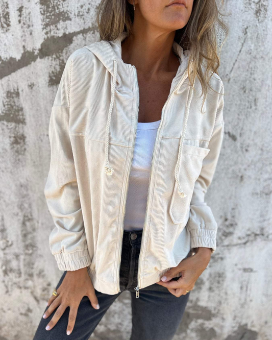 Ella | Corduroy Jacket with Hood and Button