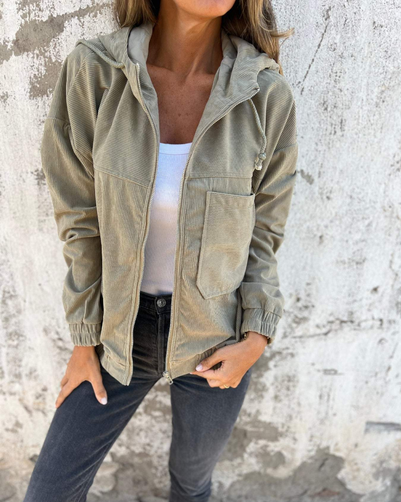 Ella | Corduroy Jacket with Hood and Button