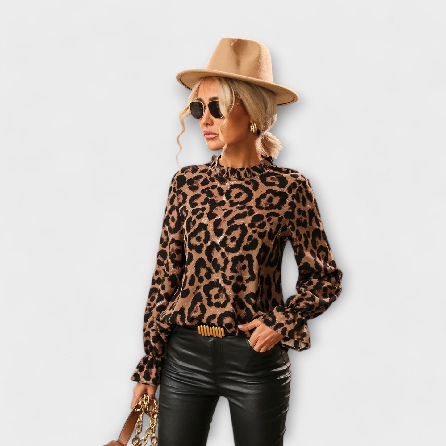 Leopard Print Shirt with Folded Collar - Wild Elegance